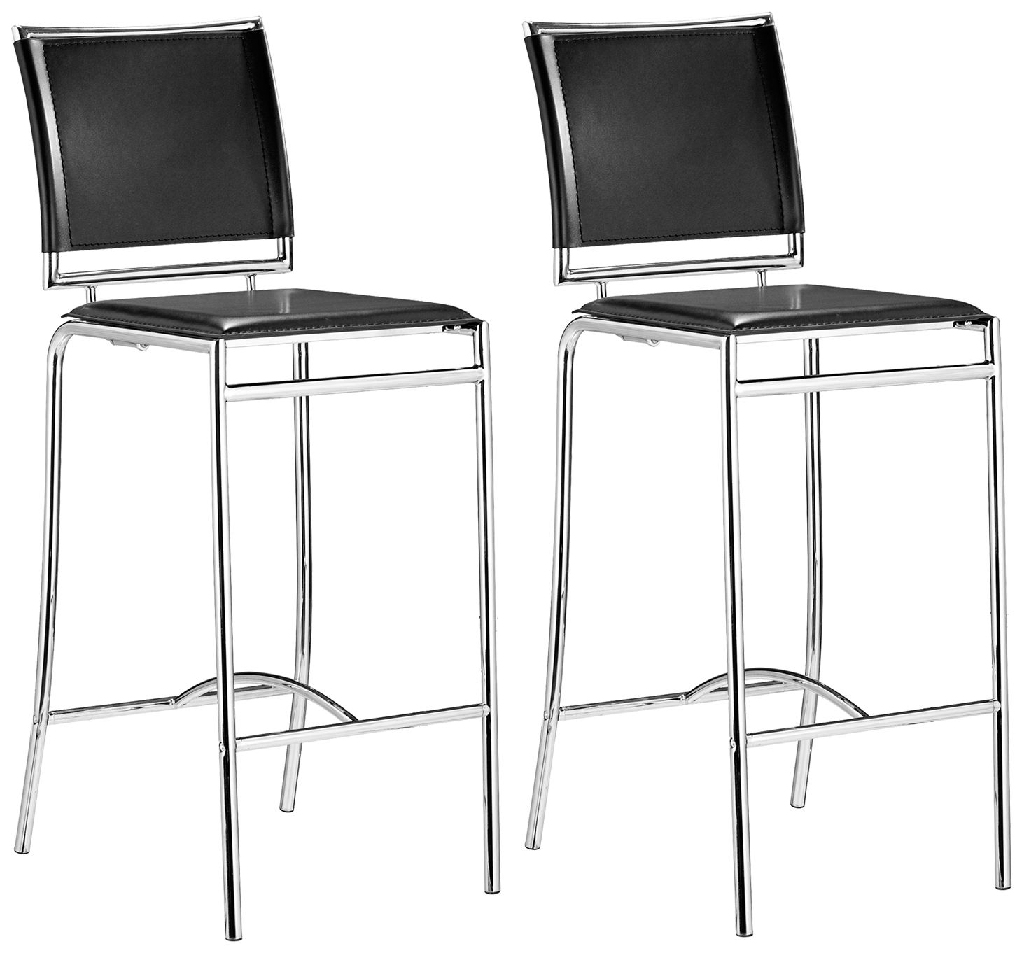 Set of 2 Zuo Soar Black 28 1/2" High Bar Stools