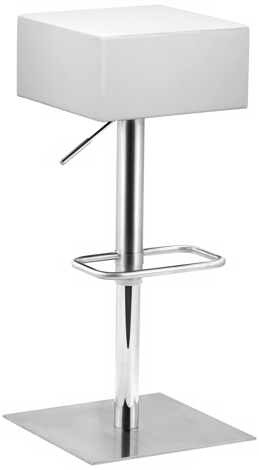 Zuo Butcher White Adjustable Height Bar or Counter Stool