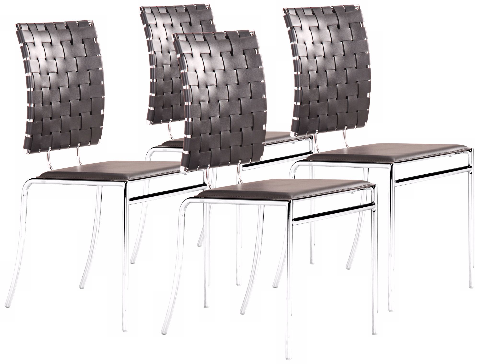 Zuo Set of 4 Criss Cross Dining Black Chairs