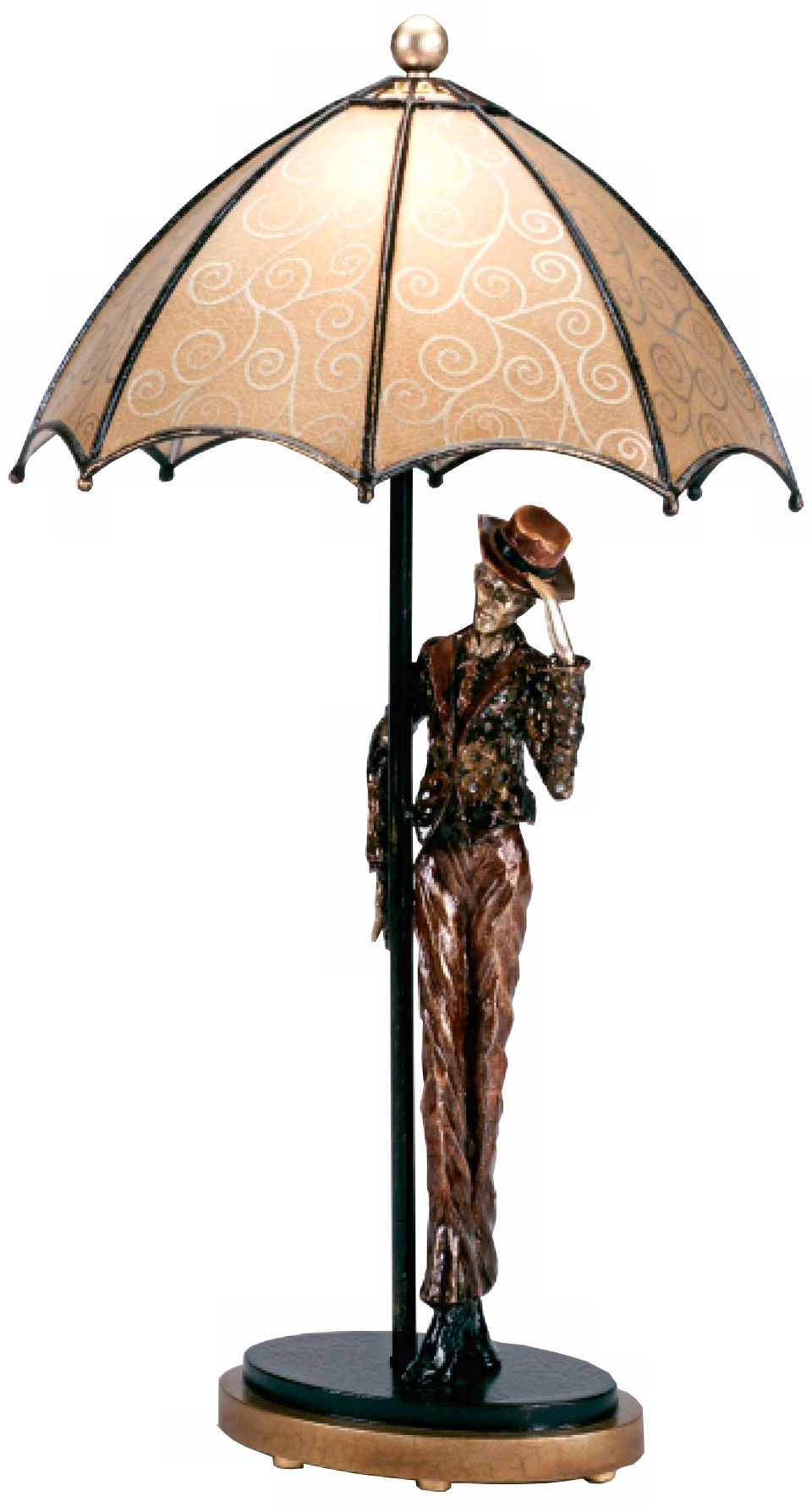 Hand-Made Umbrella Man Accent Table Lamp