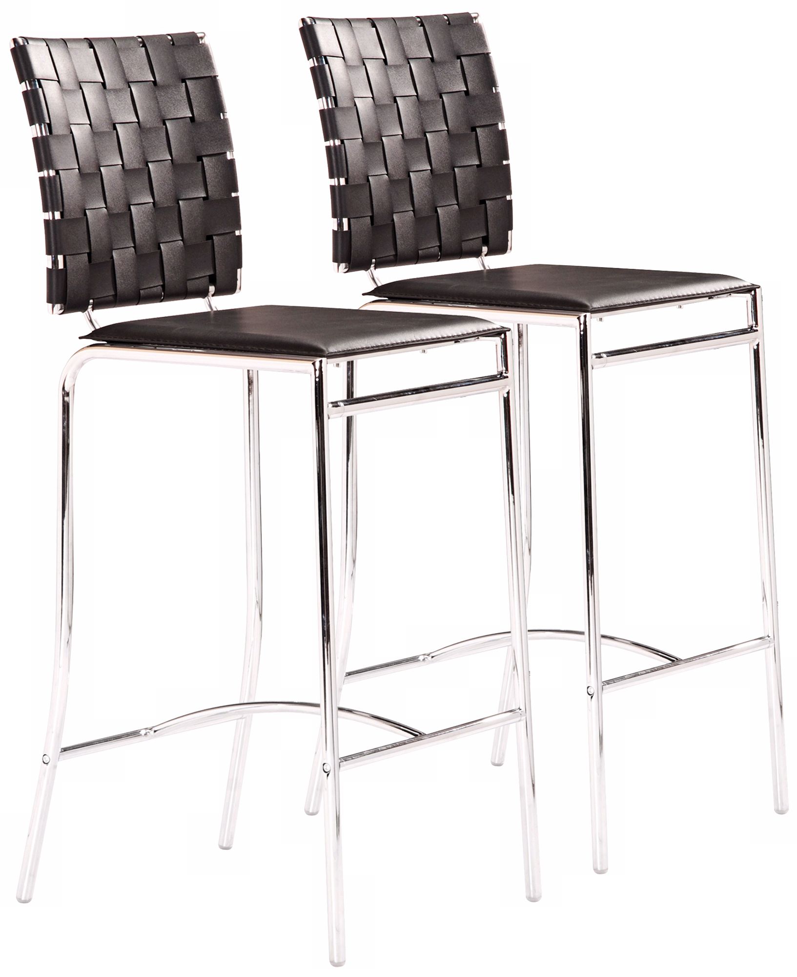 Set of 2 Zuo Black Criss Cross Modern Counter Stool