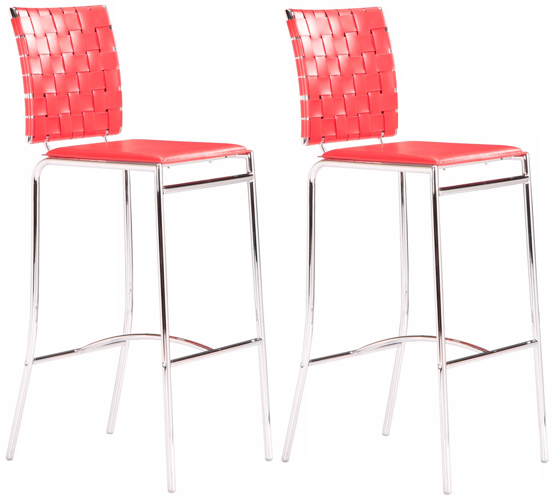 Set of 2 Criss Cross Counter Stool Red