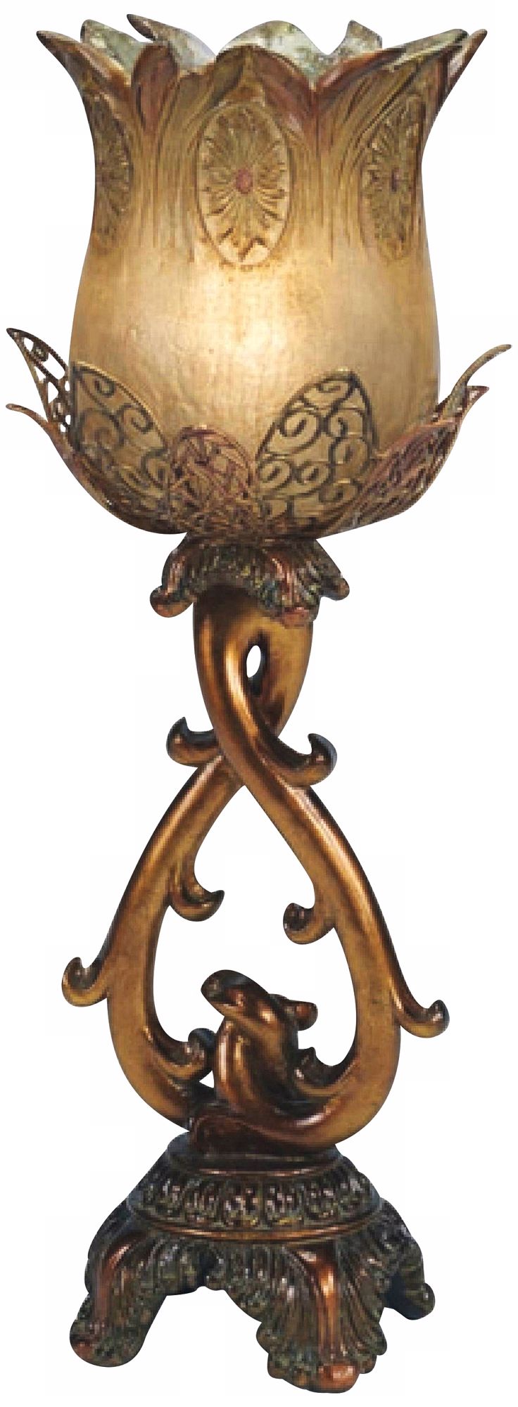 Hand-Made Golden Tulip Accent Table Lamp