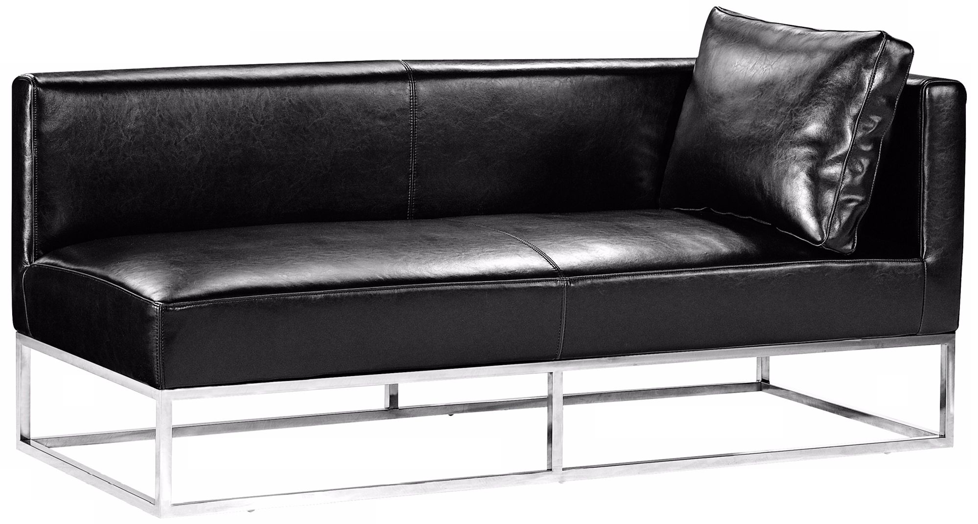 Zuo Atom Black Leather Left Arm Facing Bench Sofa T2694