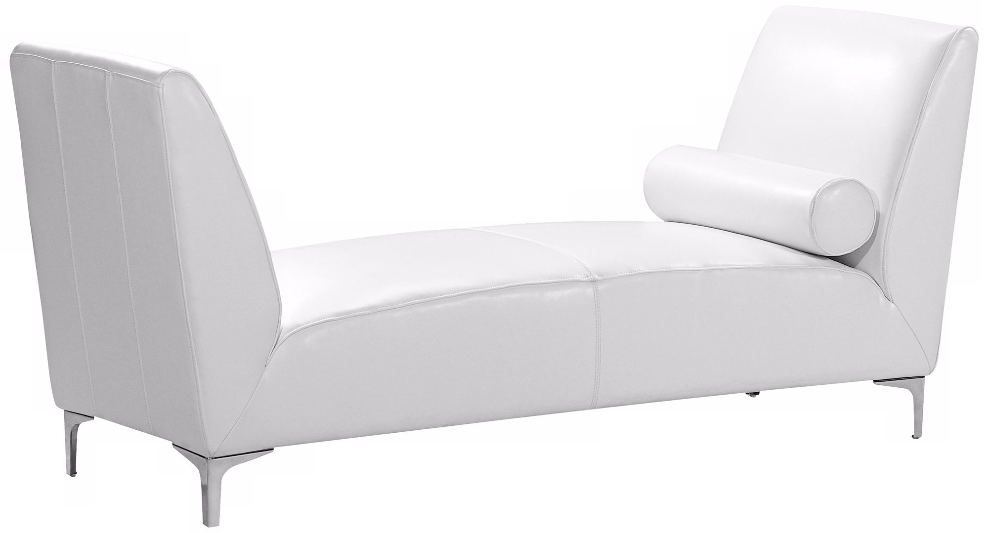 Zuo Atlas White Leather Bench Sofa