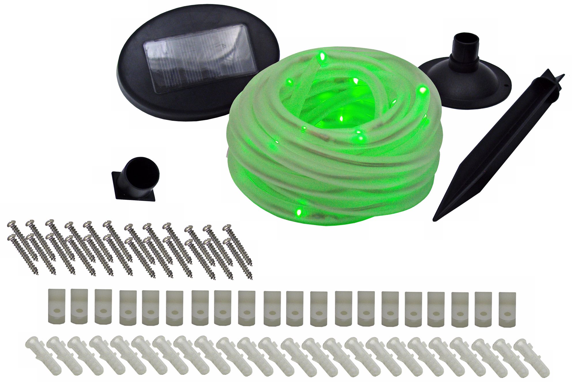 Solar 39 Foot Long LED Green Rope Lights