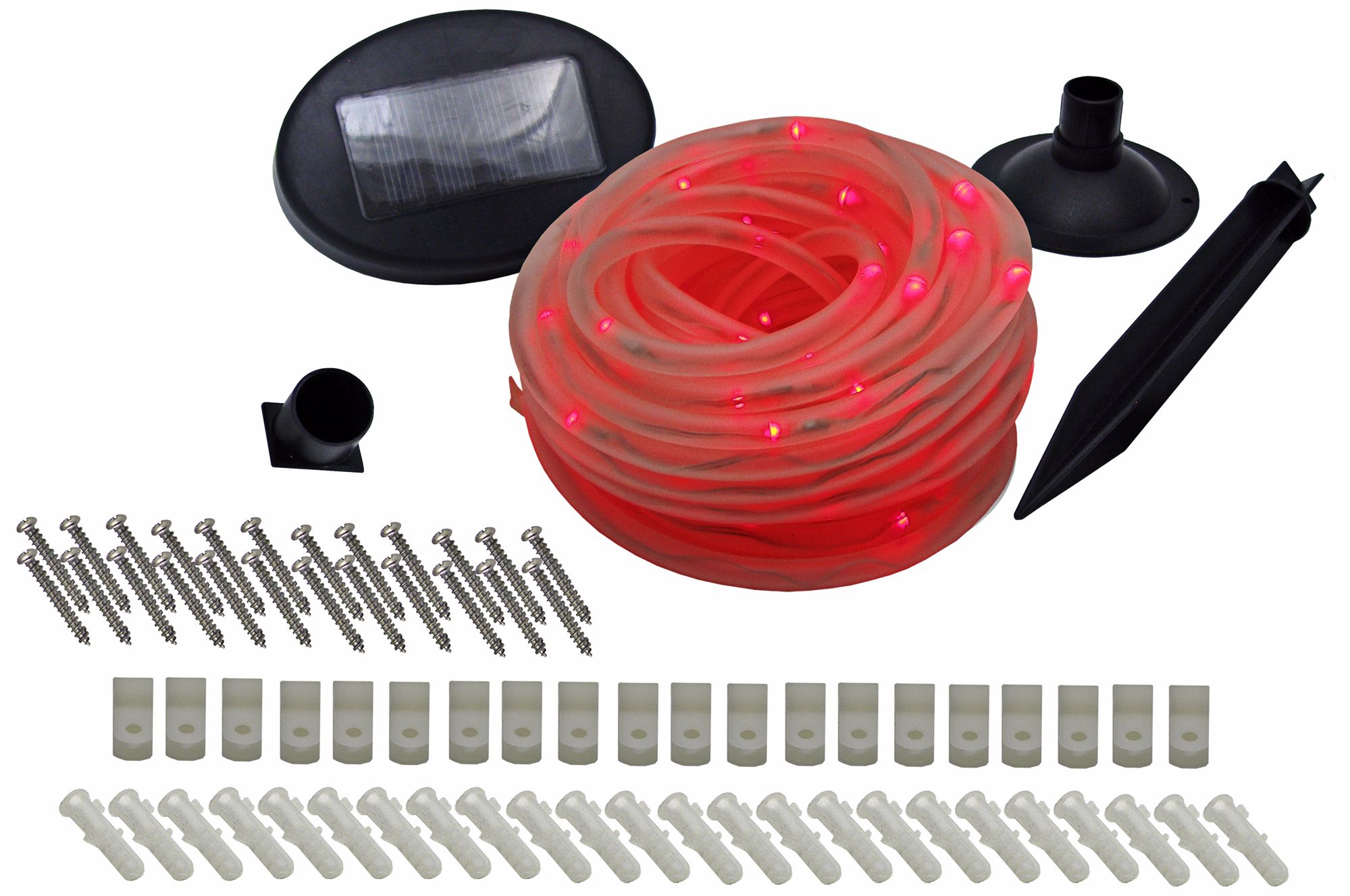 Solar 39 Foot Long LED Red Rope Lights