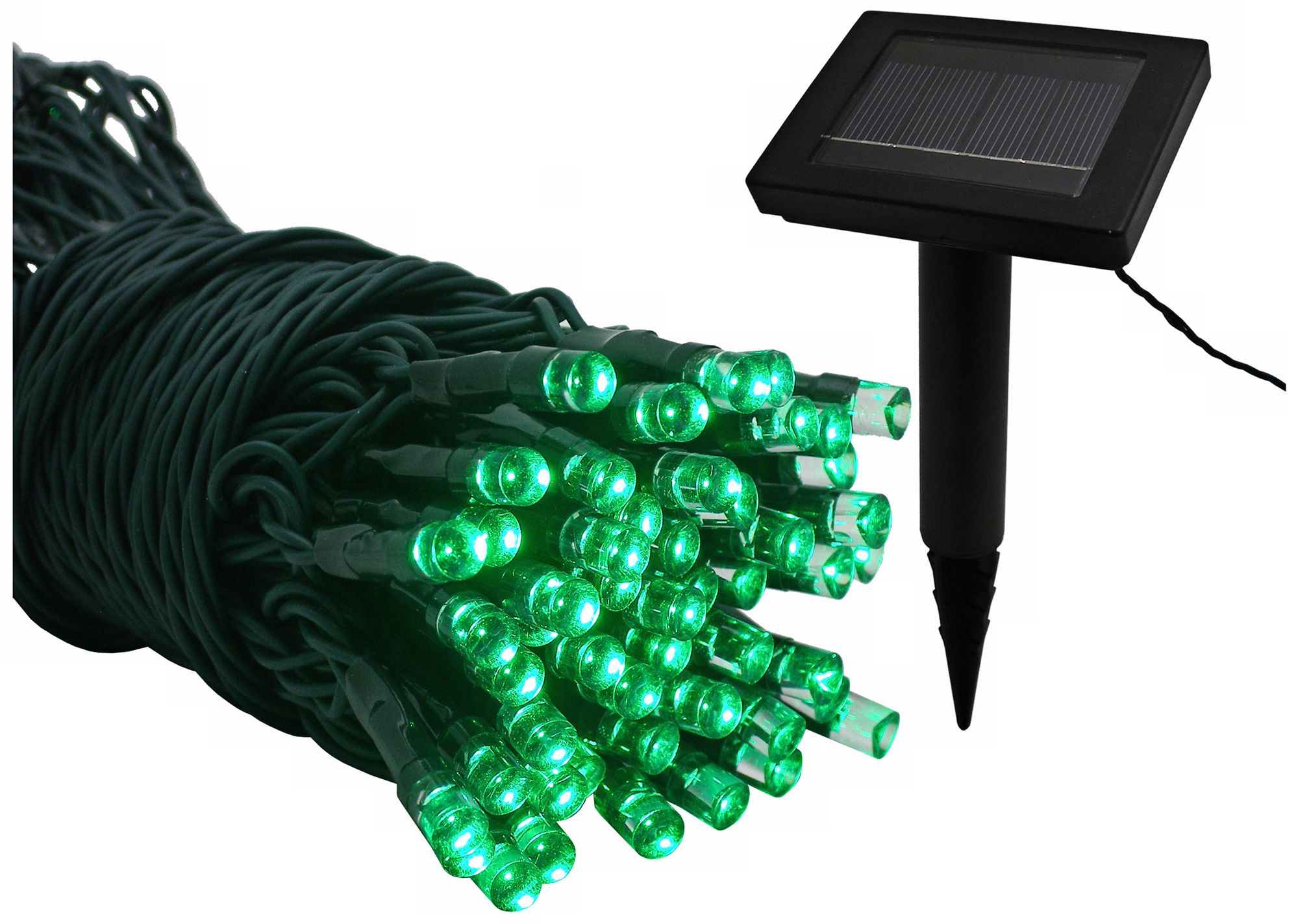 Solar 22 Foot Long LED Green String Lights