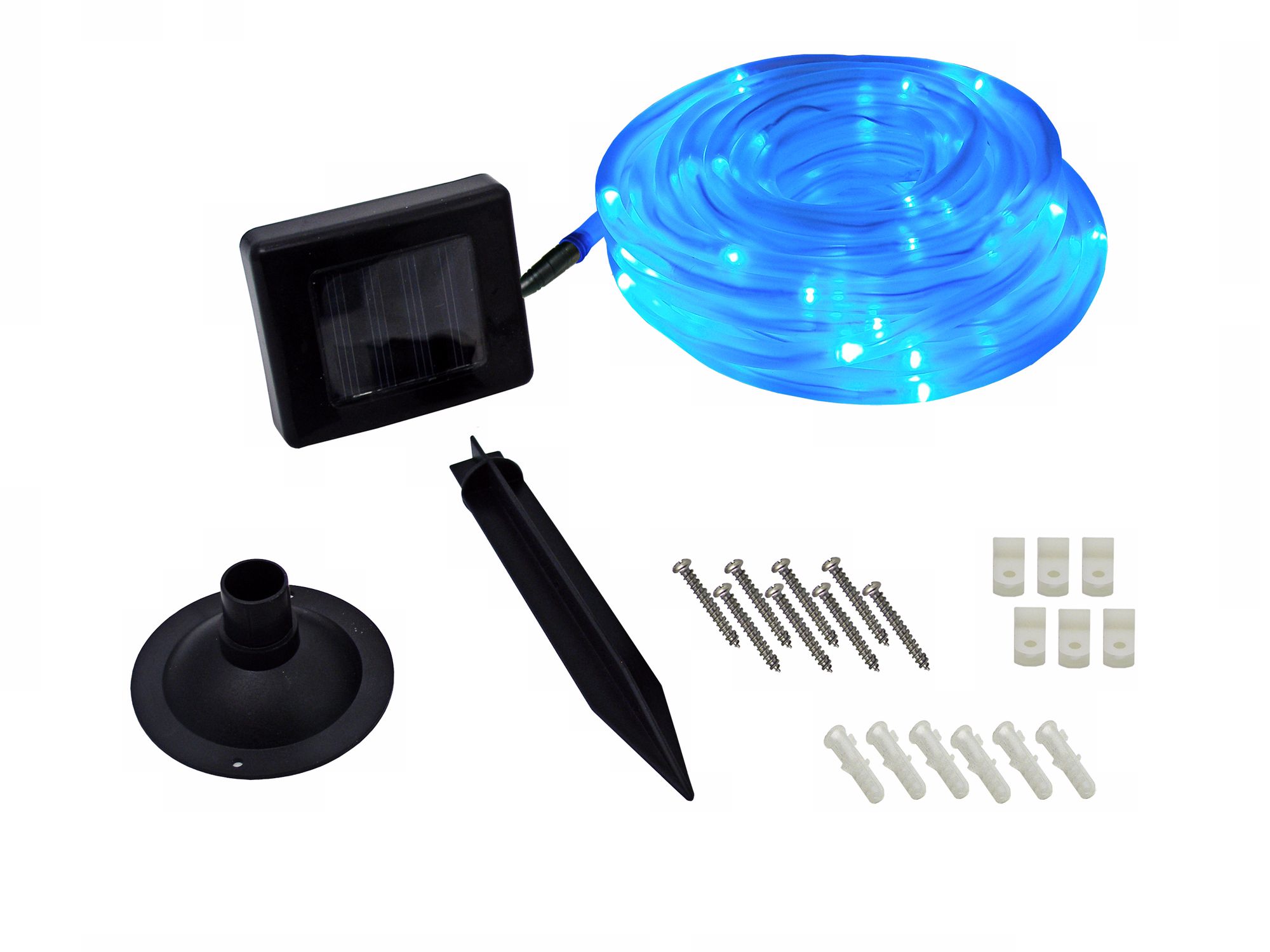 Solar 23 Foot Long LED Blue Rope Lights