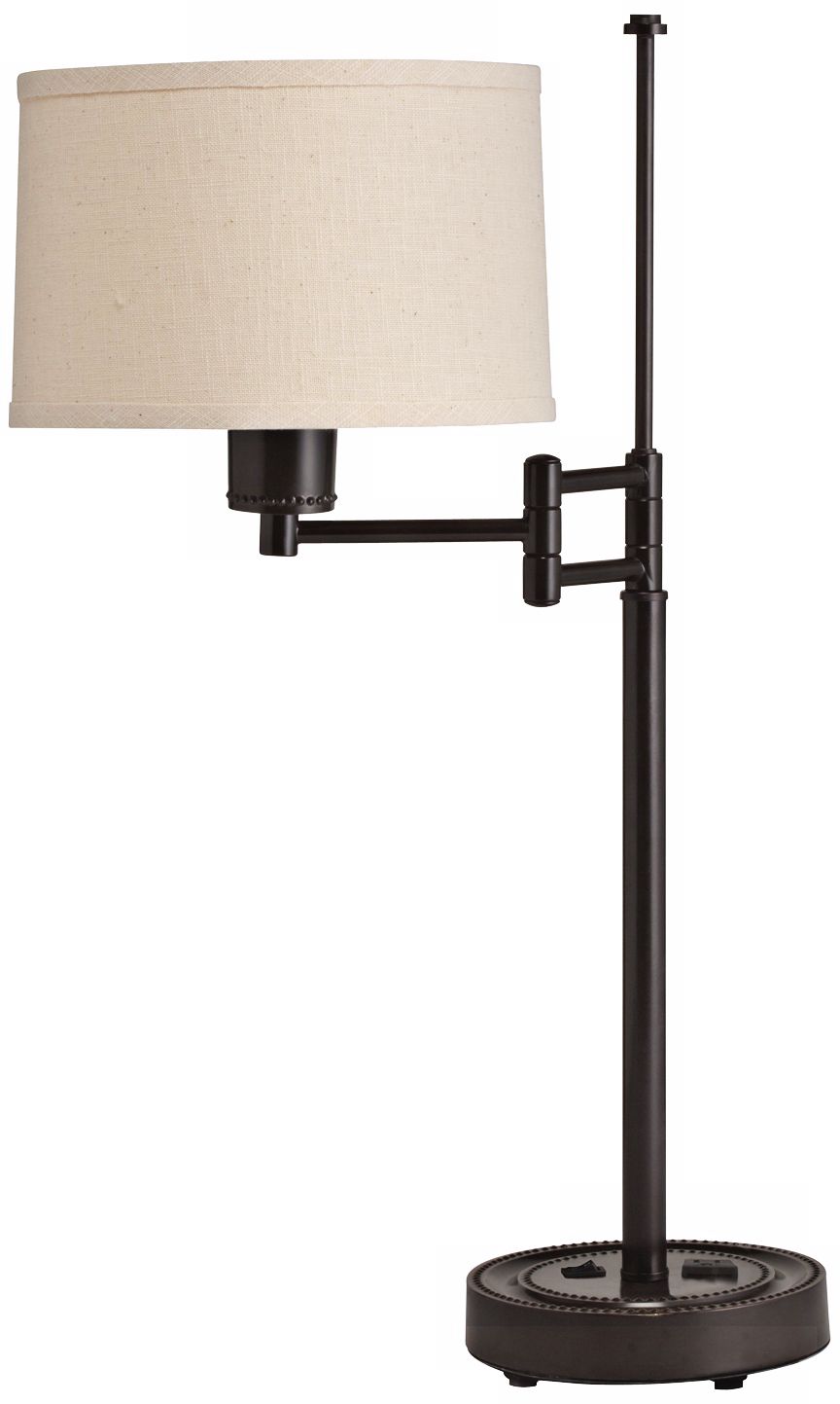 Kichler Reid Bronze Finish Swing Arm Desk Lamp with Outlet