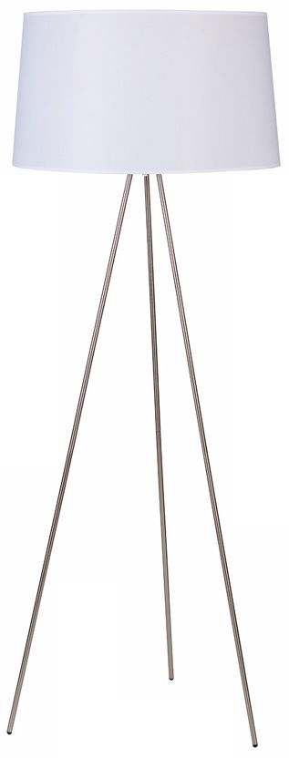 Lights Up! Weegee Nickel With White Linen Shade Floor Lamp