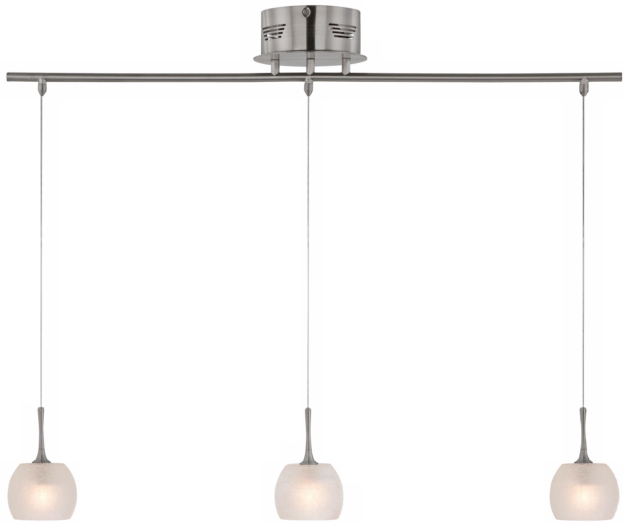 Crackle White Glass Three-Light Island Chandelier