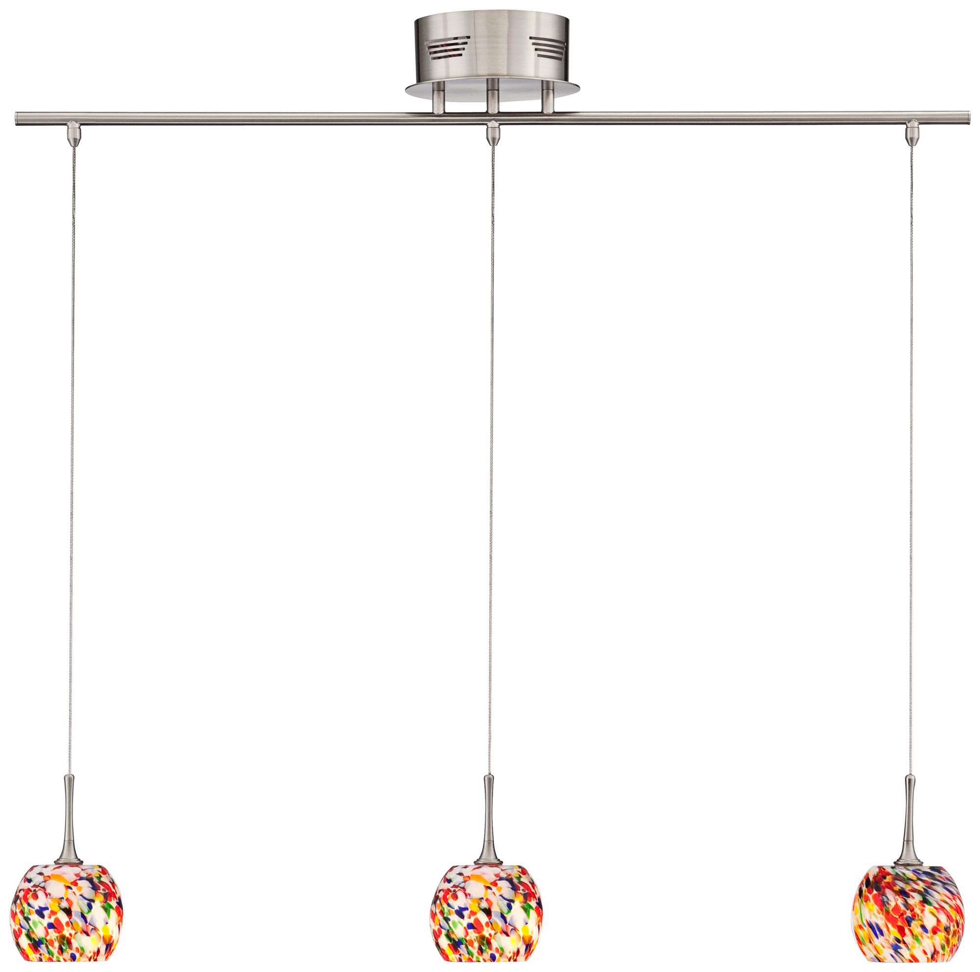 Multi-Colored Glass Three-Light Island Chandelier