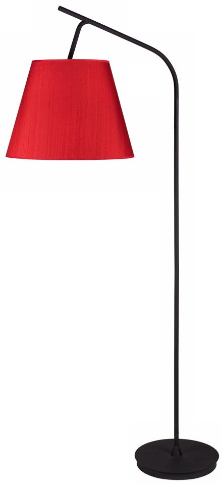 Lights Up! Walker Red Dupioni Silk Shade Floor Lamp