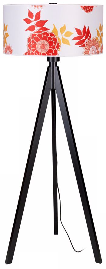Lights Up! Woody Black Anna Red Shade Floor Lamp