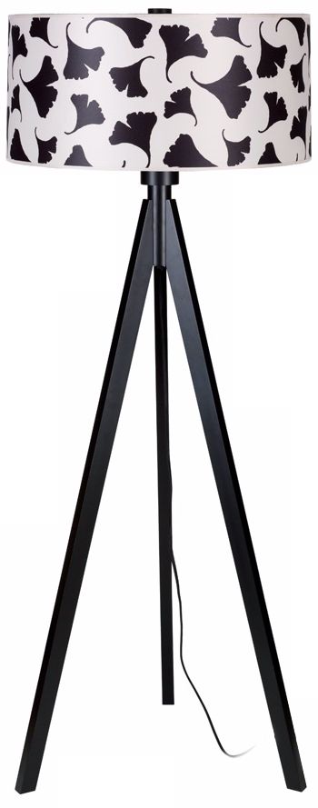 Lights Up! Woody Black Ginko Leaf Shade Floor Lamp