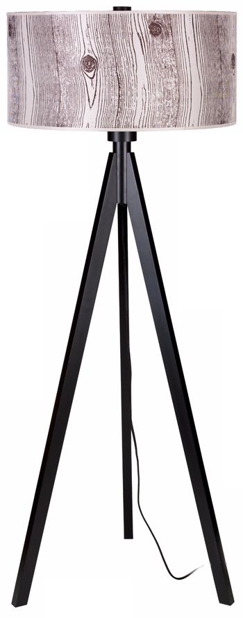 Lights Up! Woody Black Faux Bois Light Shade Floor Lamp