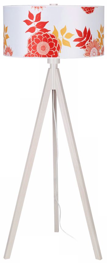 Lights Up! Woody Pickled Anna Red Shade Floor Lamp