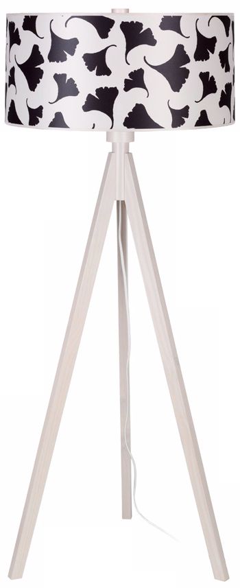 Lights Up! Woody Pickled Black Ginko Leaf Shade Floor Lamp