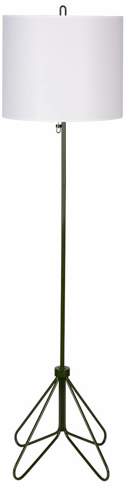 Lights Up! Flight Forest Green White Linen Shade Floor Lamp