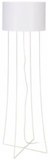 Lights Up Virgil White Steel White Linen Shade Floor Lamp T3010