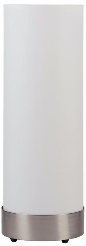 Lights Up! Meridian Nickel White Linen Shade Table Lamp