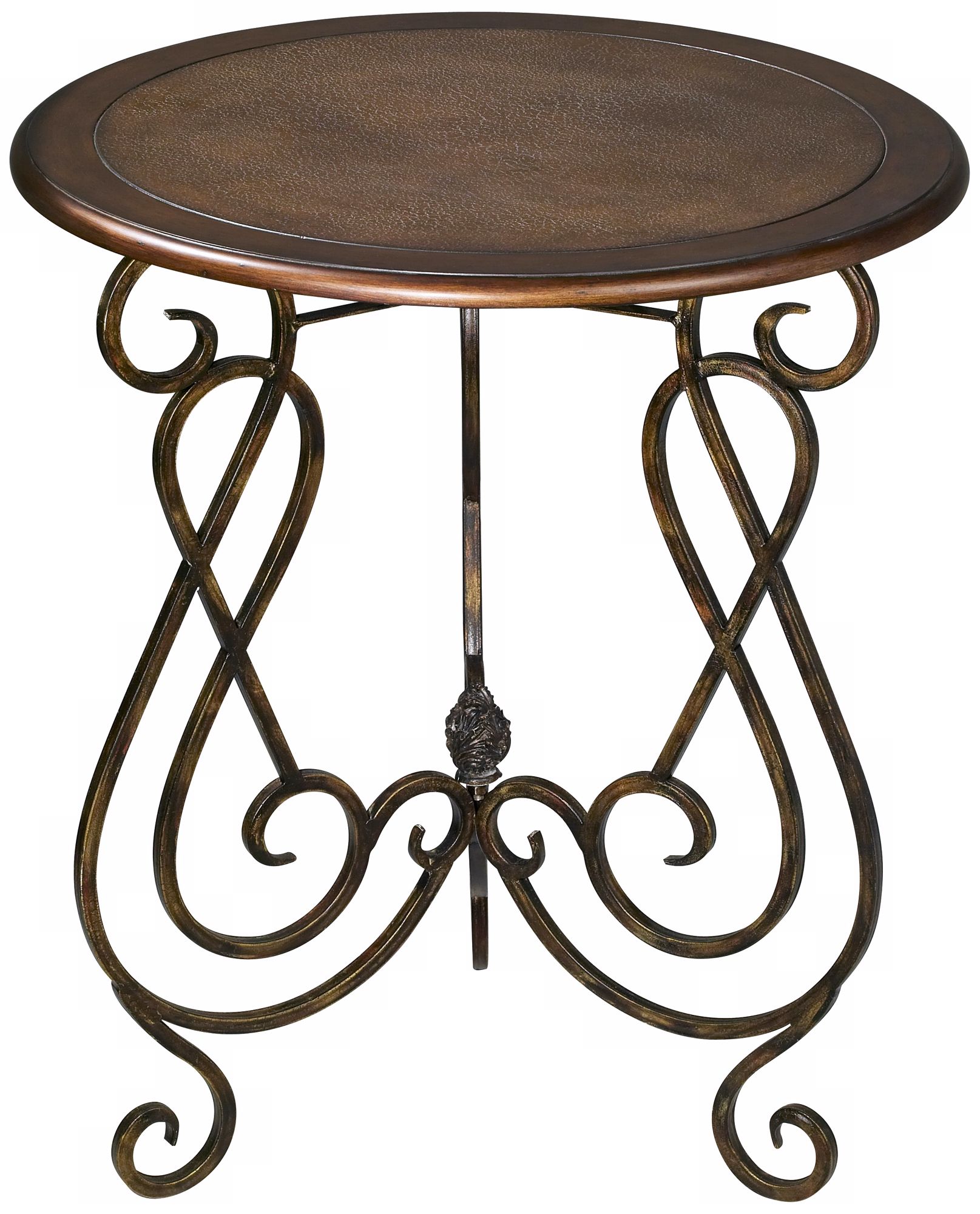 Miller Leather Top Round Accent Table