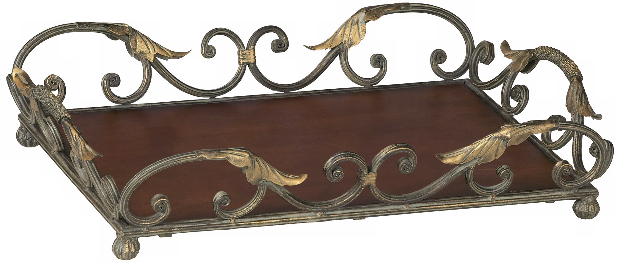 Iron and Birchwood Leaf Scroll Tray