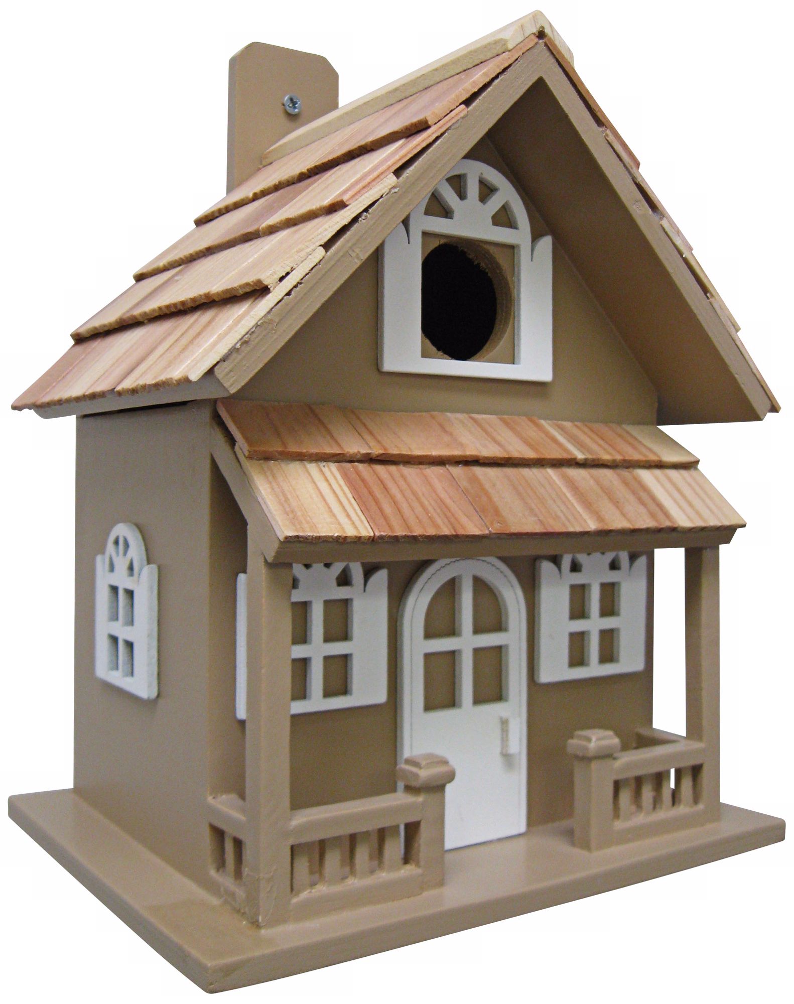 Country Cottage Hand Painted Taupe Birdhouse T3185