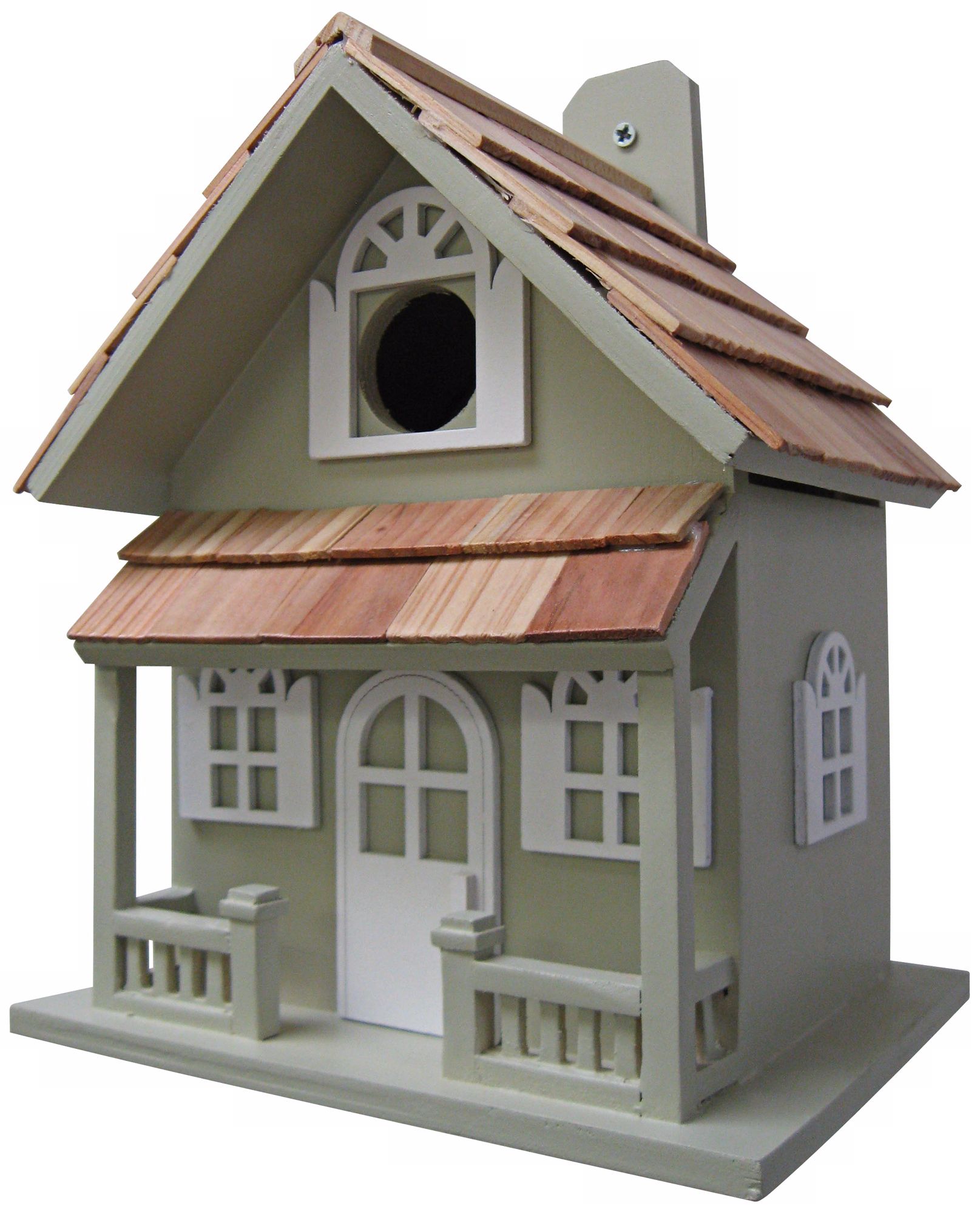 Country Cottage Hand-Painted Green Birdhouse