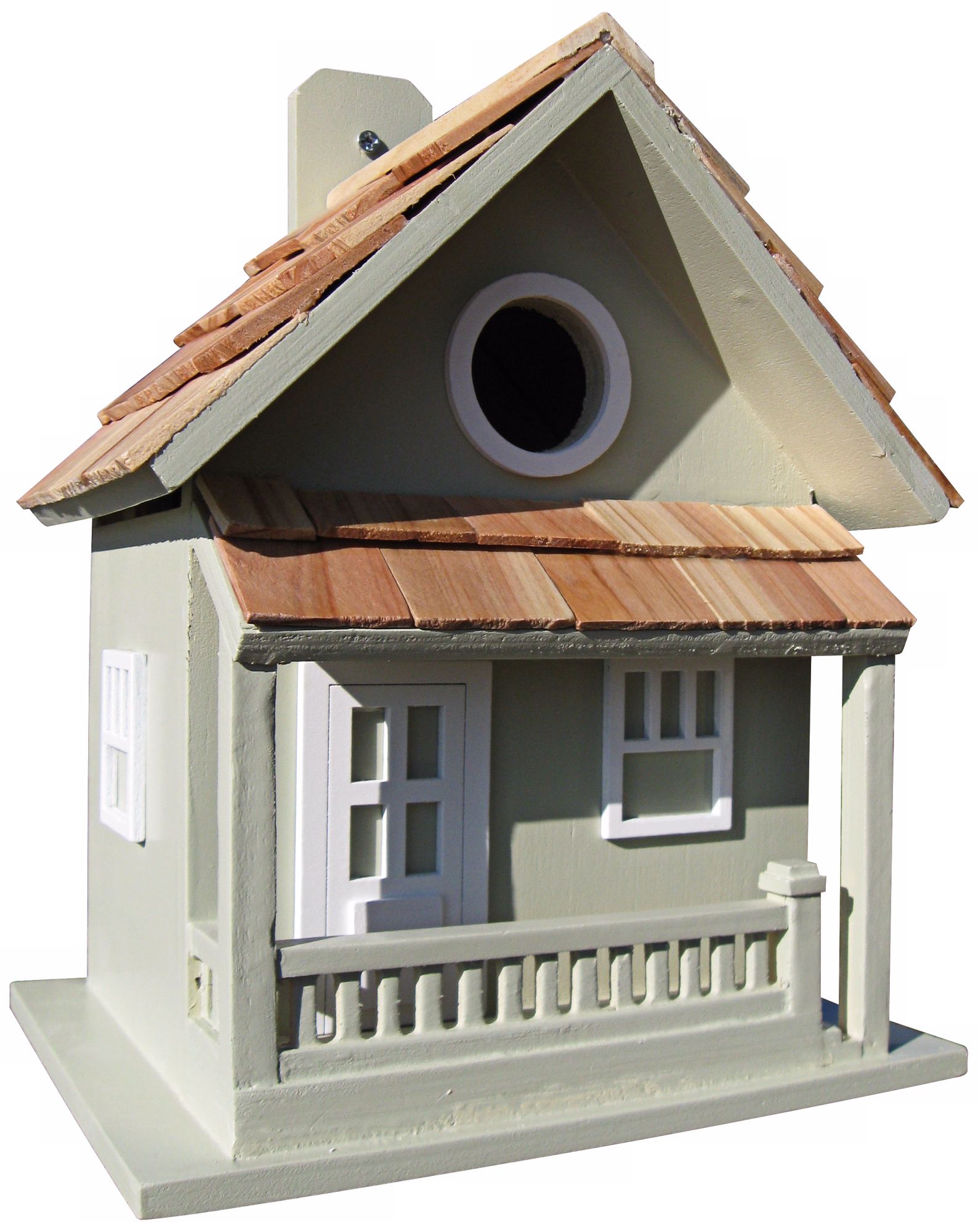 Little Cabin Hand-Painted Green Birdhouse