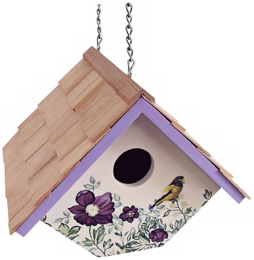 Hanging Anemone and Cream  Wren Birdhouse