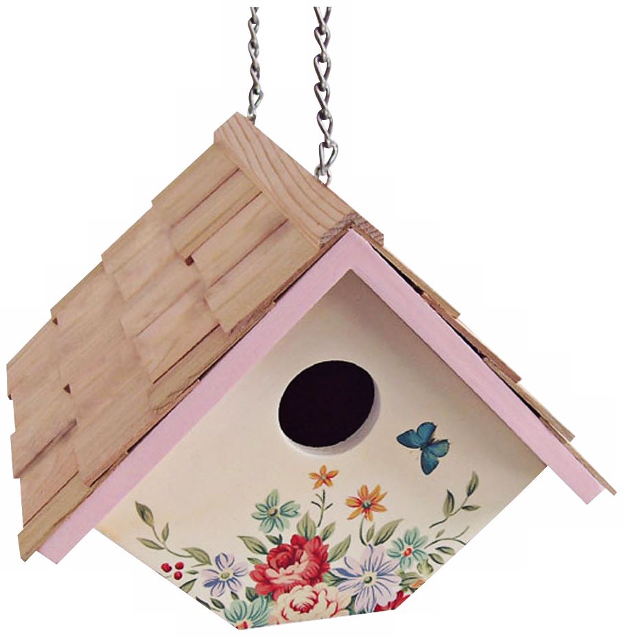 Hanging Pastel Bouquet and Cream  Wren Birdhouse