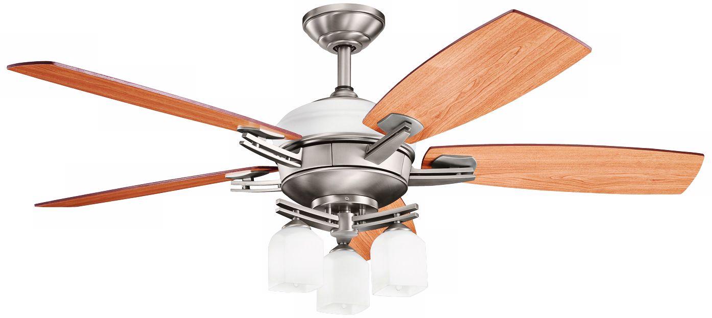 54" Kichler Brinbourne Pewter White Glass Ceiling Fan