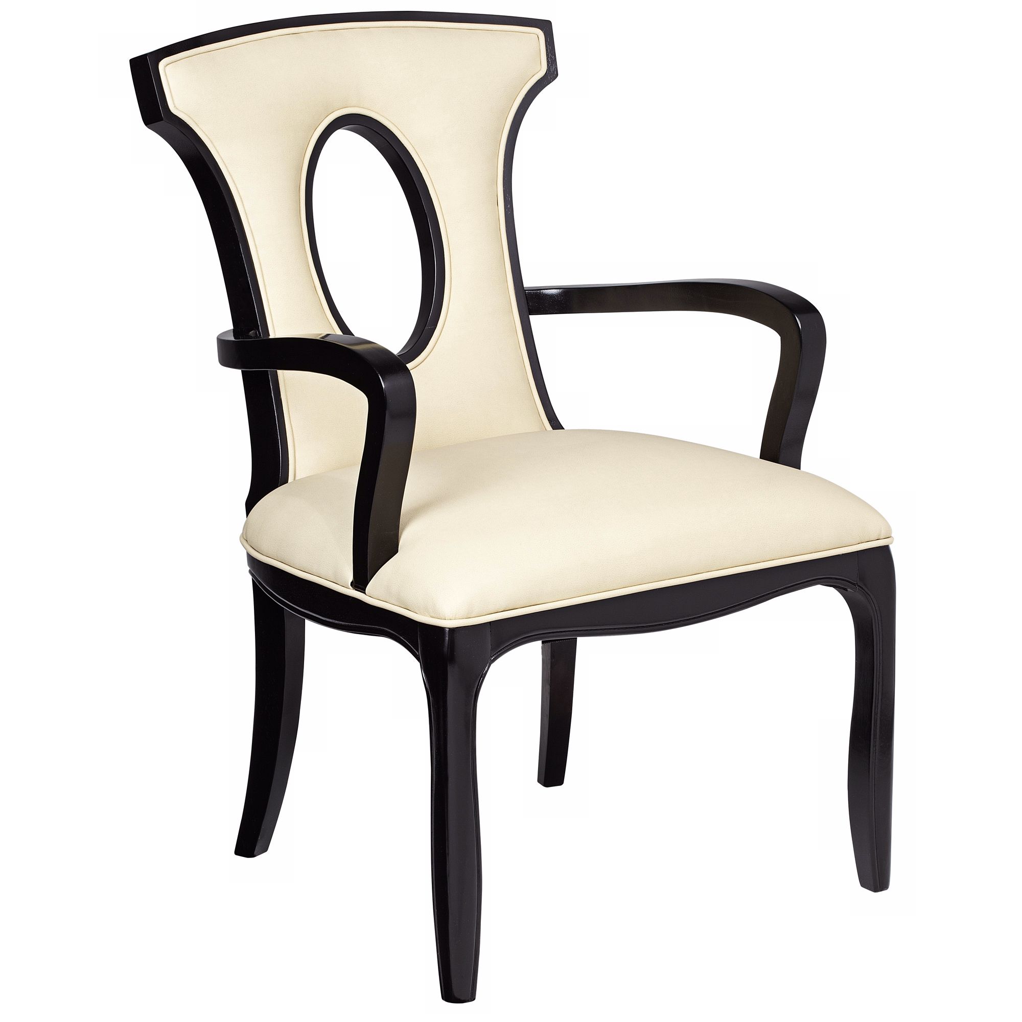 Alexis Ebony and Ivory Wood Arm Chair