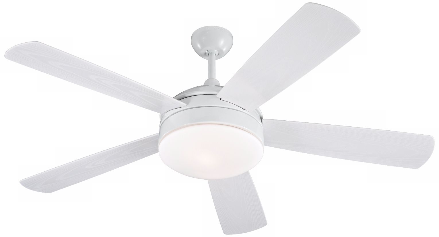 52" Monte Carlo Hydro White Damp Ceiling Fan with Light Kit