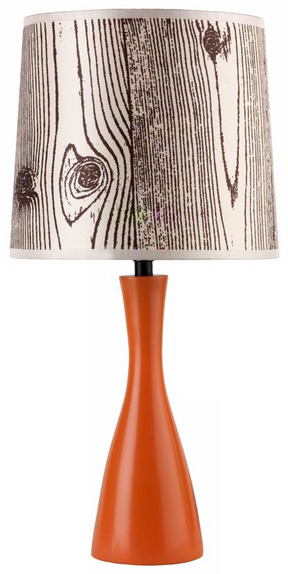 Lights Up! Faux Bois Shade Carrot Finish Oscar Table Lamp