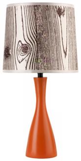 Lights Up Faux Bois Shade Carrot Finish Oscar Table Lamp T3497