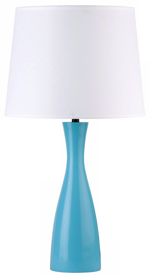 Lights Up! Linen Shade Blue Oscar 24" High Table Lamp