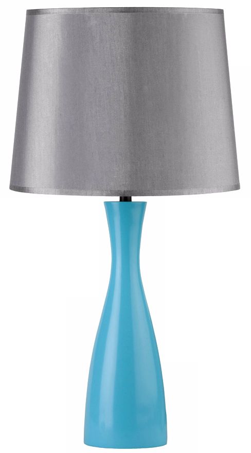 Lights Up! Silk Shade Blue Oscar 24" High Table Lamp
