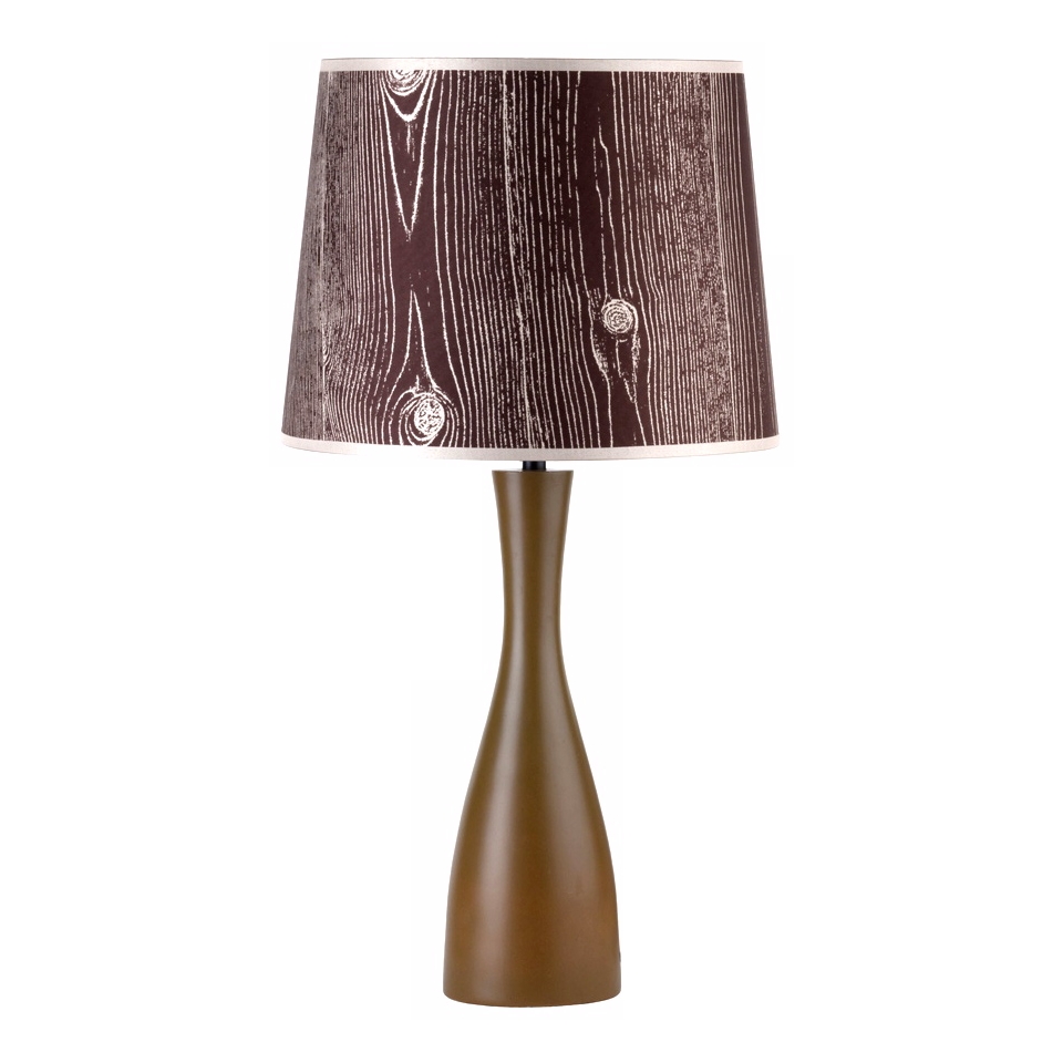 Lights Up Faux Bois Shade Olive Oscar 24" High Table Lamp   #T3538