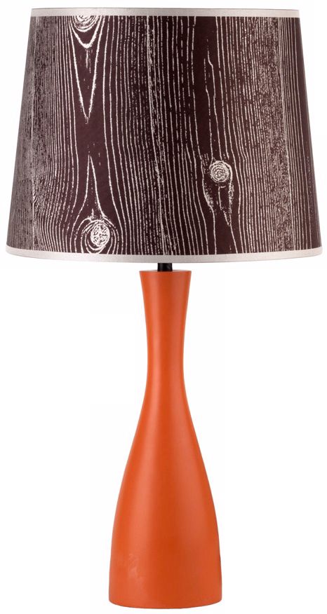 Lights Up! Faux Bois Shade Orange Oscar 24" High Table Lamp