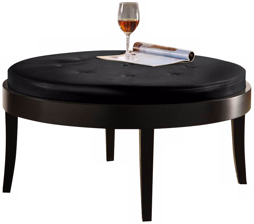 Citation Black Bicast Leather Ottoman