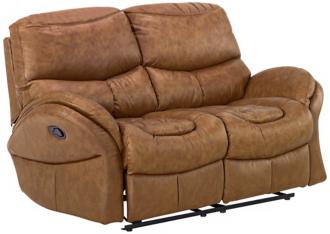 Idaho Whiskey Leather Match Recliner Loveseat T3736