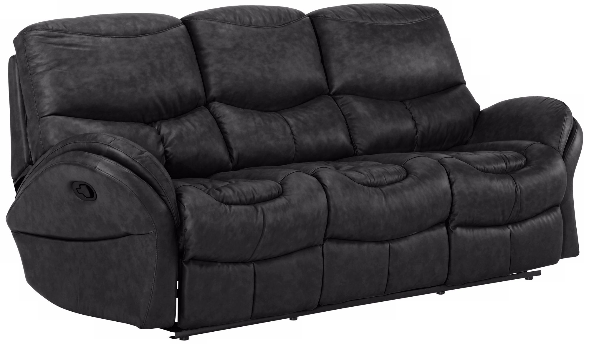 Idaho Black Leather Match Recliner Sofa