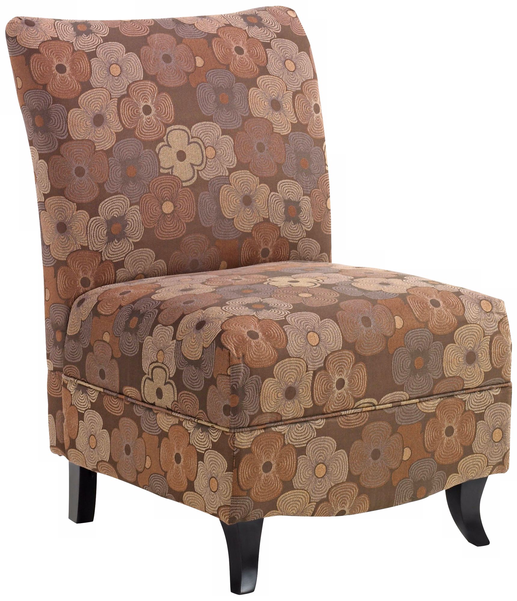 Malibu Brown Floral Armless Club Chair