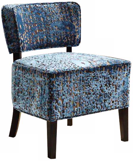 St. Croix Blue Velvet Armless Club Chair