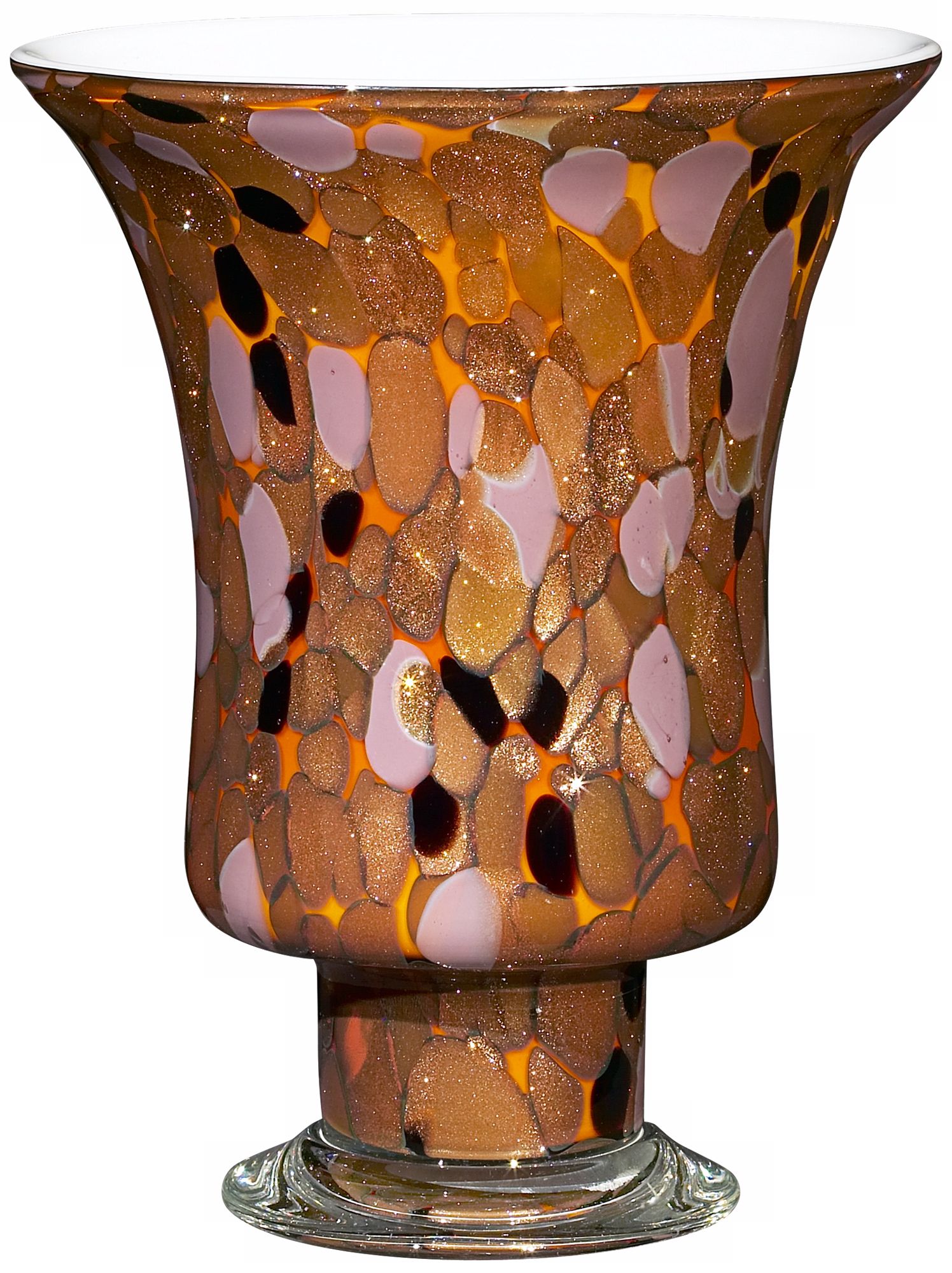 Modern Glass 9 3/4" High Copper Lavender Amber Glass Vase