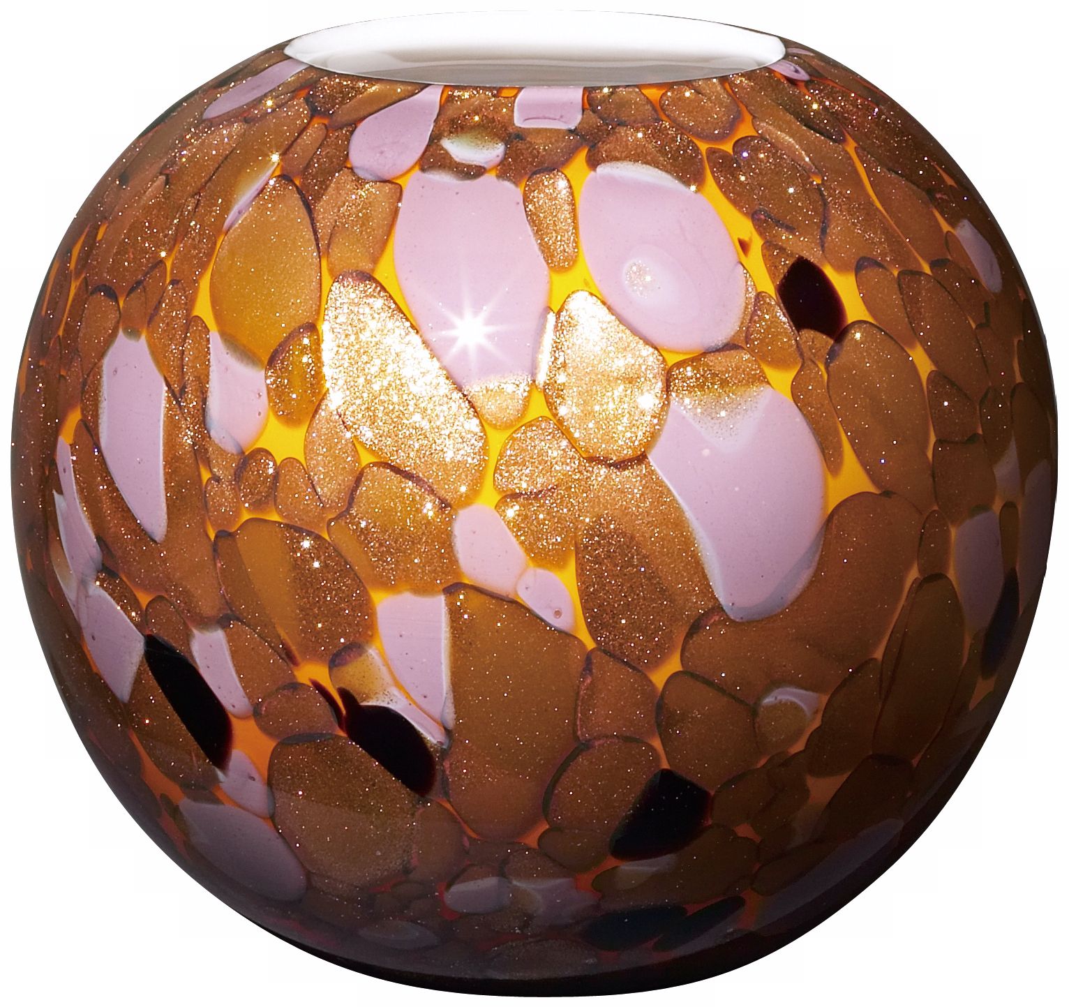 Modern Glass 7" High Copper Lavender Amber Glass Vase