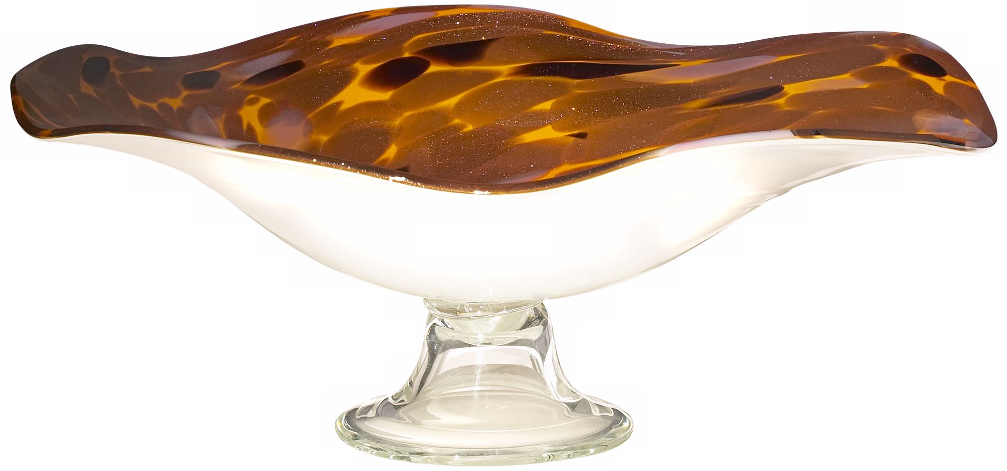 Hand-Made Copper-Amber-Lavender Glass Footed Bowl